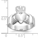 Polished Mens Claddagh Ring - 10k White Gold