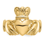 Polished Mens Claddagh Ring - 10k Yellow Gold