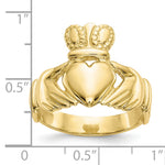 Polished Mens Claddagh Ring - 10k Yellow Gold