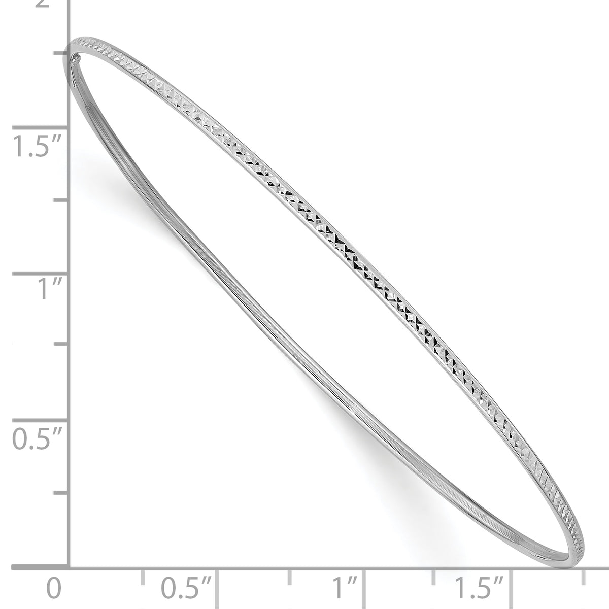 Gold Diamond-cut Slip-on Bangle - 10k White Gold