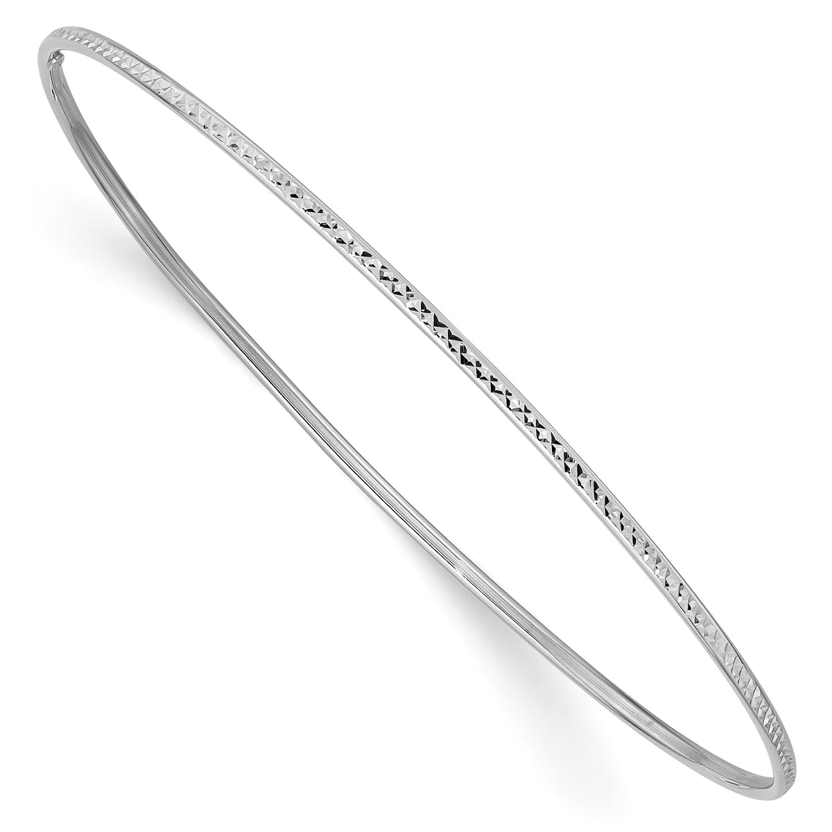 Gold Diamond-cut Slip-on Bangle - 10k White Gold