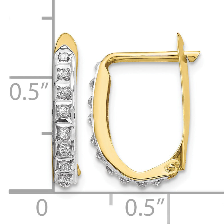 Gold Diamond Fascination Hinged Hoop Earrings - 10k Yellow Gold