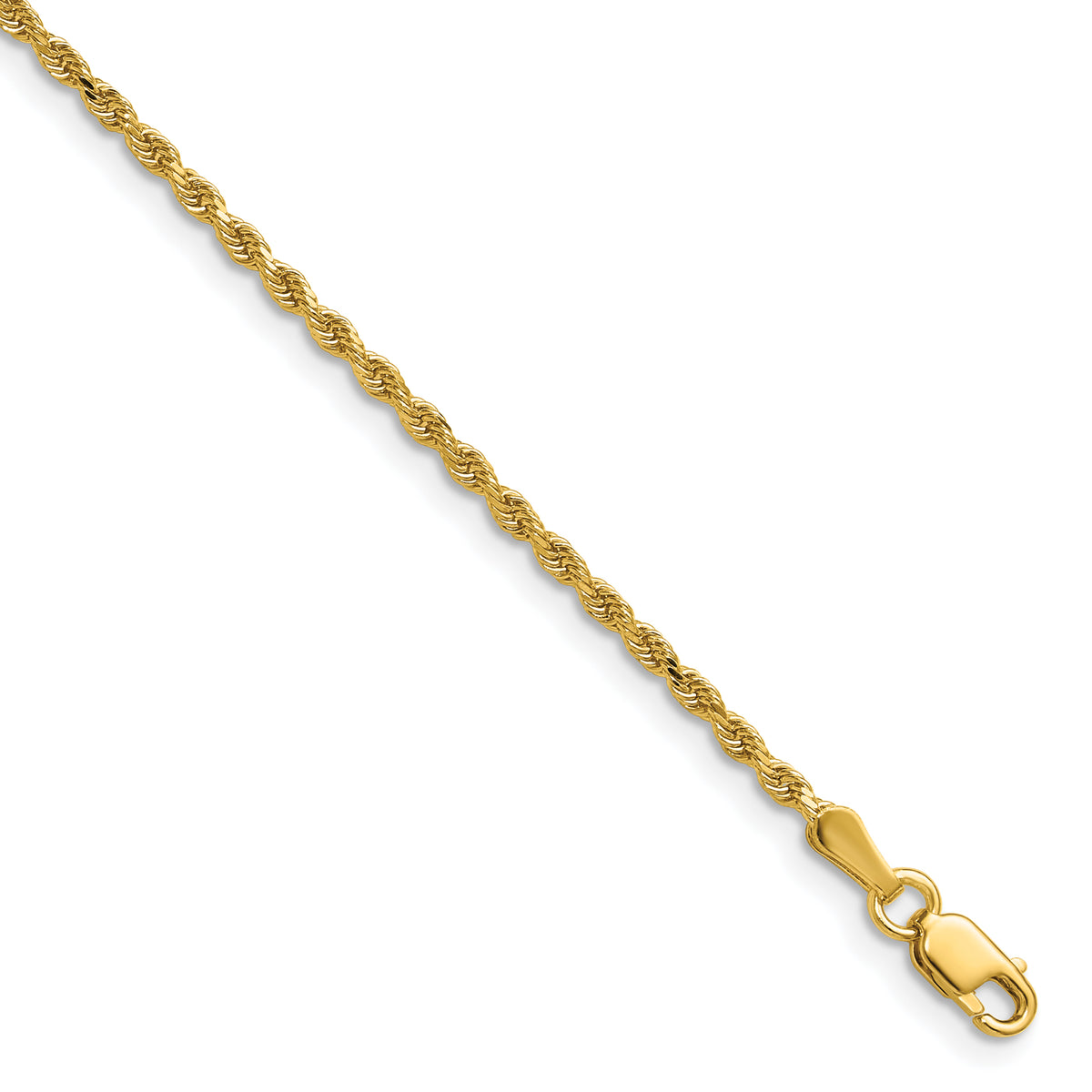 Gold (10K & 14K) Semi-Solid Diamond-Cut Rope Chain - 10k Yellow Gold / 16 in / 2 mm