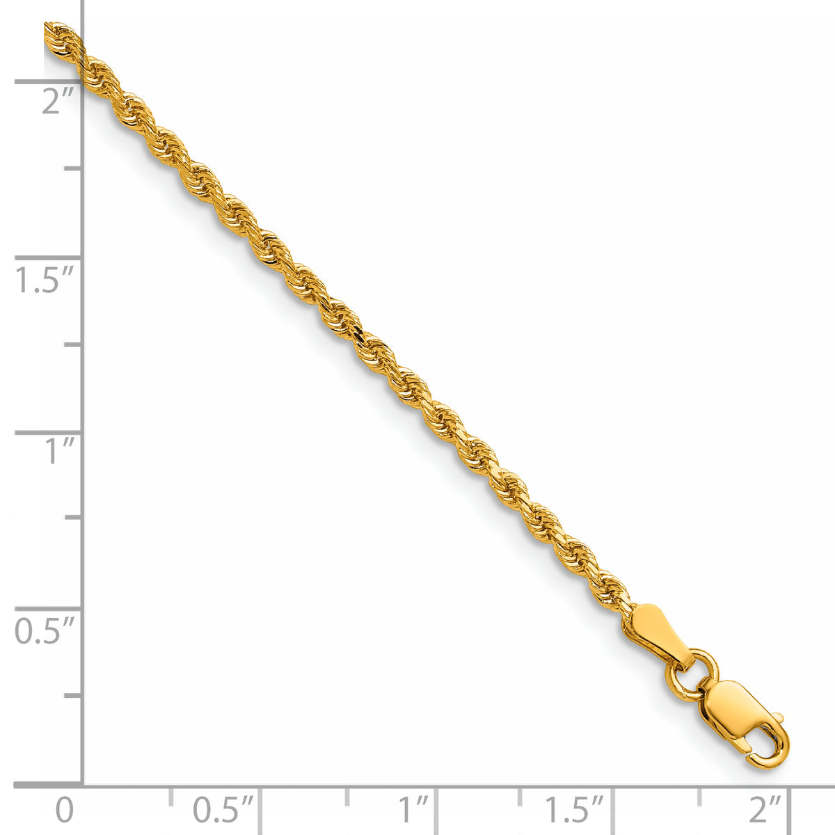 Gold (10K & 14K) Semi-Solid Diamond-Cut Rope Chain - 10k Yellow Gold / 18 in / 2.25 mm