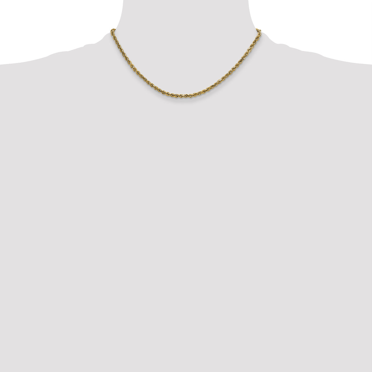 Gold (10K & 14K) Semi-Solid Diamond-Cut Rope Chain - 10k Yellow Gold / 16 in / 2.25 mm