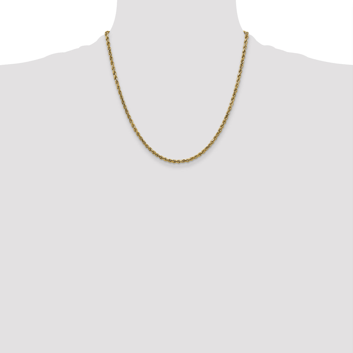 Gold (10K & 14K) Semi-Solid Diamond-Cut Rope Chain - 10k Yellow Gold / 20 in / 2.25 mm
