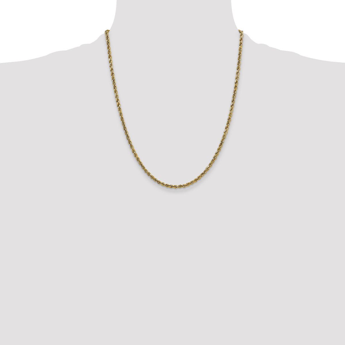 Gold (10K & 14K) Semi-Solid Diamond-Cut Rope Chain - 10k Yellow Gold / 22 in / 2.25 mm