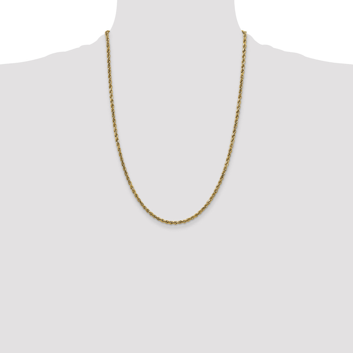 Gold (10K & 14K) Semi-Solid Diamond-Cut Rope Chain - 10k Yellow Gold / 24 in / 2.25 mm