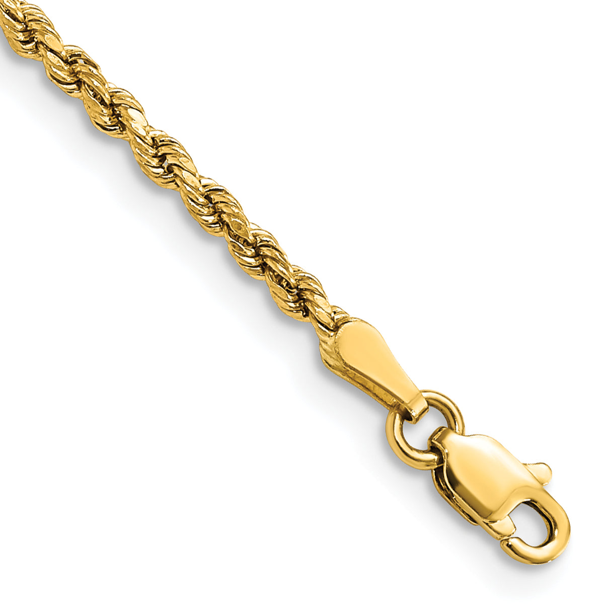 Gold (10K & 14K) Semi-Solid Diamond-Cut Rope Chain Anklet