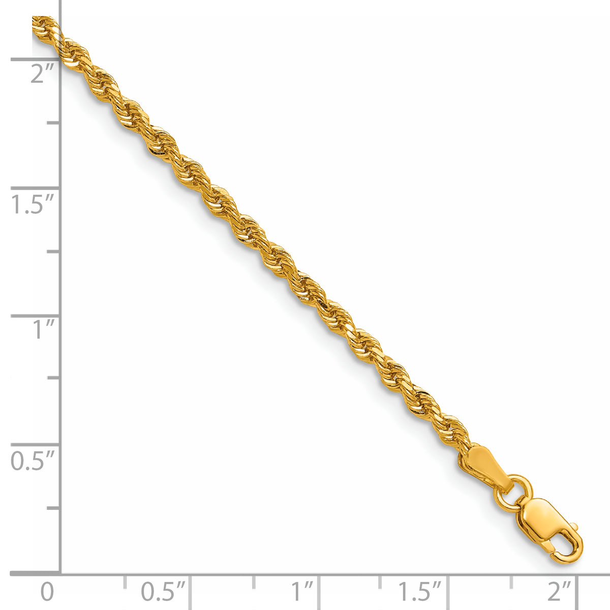 Gold (10K & 14K) Semi-Solid Diamond-Cut Rope Chain - 10k Yellow Gold / 18 in / 2.5 mm