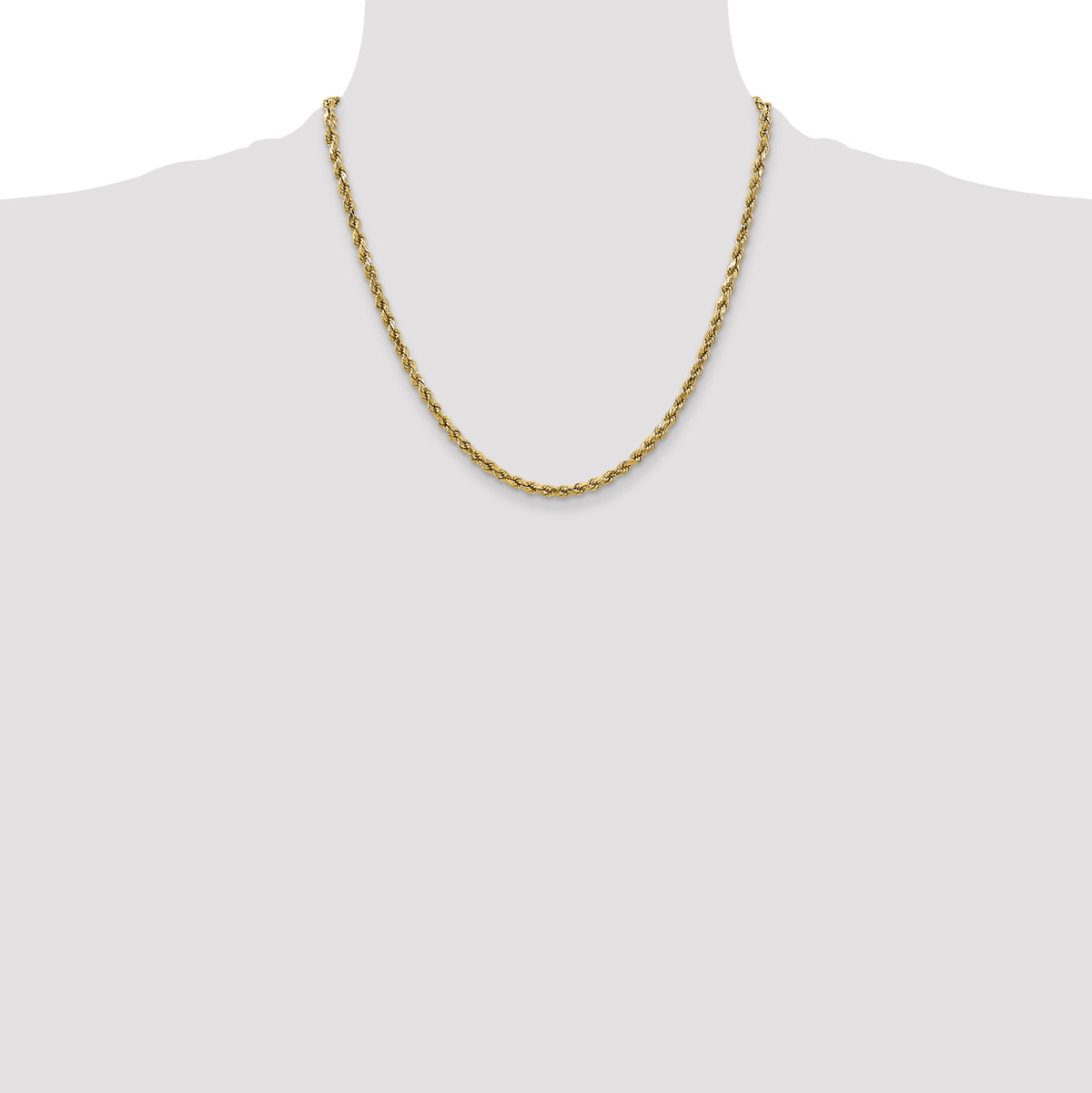 Gold (10K & 14K) Semi-Solid Diamond-Cut Rope Chain - 10k Yellow Gold / 20 in / 2.5 mm