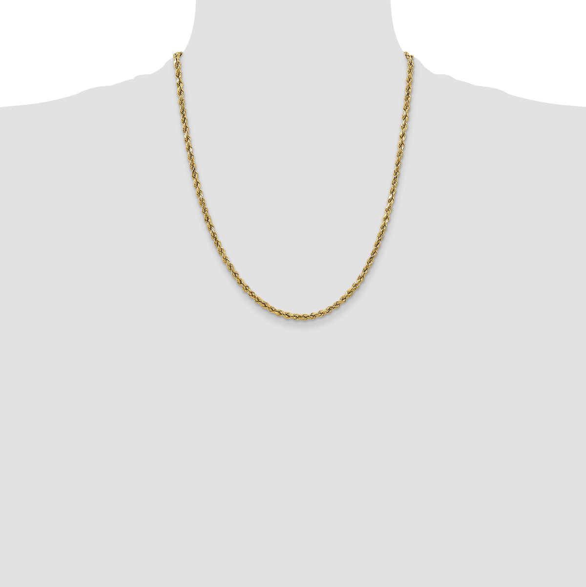 Gold (10K & 14K) Semi-Solid Diamond-Cut Rope Chain - 10k Yellow Gold / 22 in / 2.5 mm