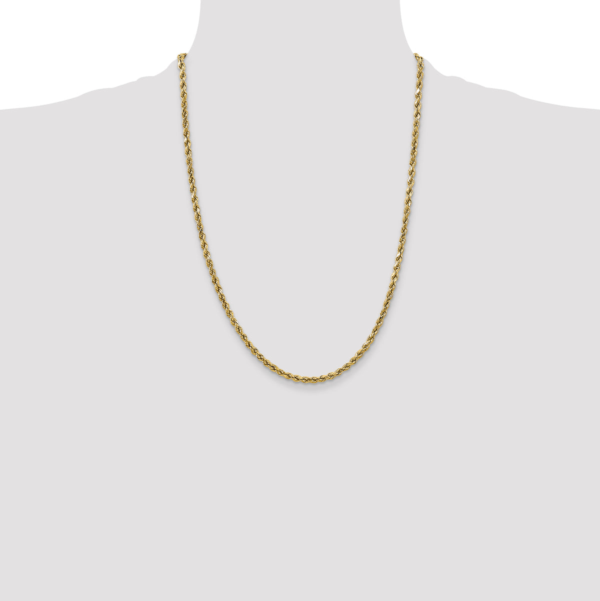Gold (10K & 14K) Semi-Solid Diamond-Cut Rope Chain - 10k Yellow Gold / 24 in / 2.5 mm