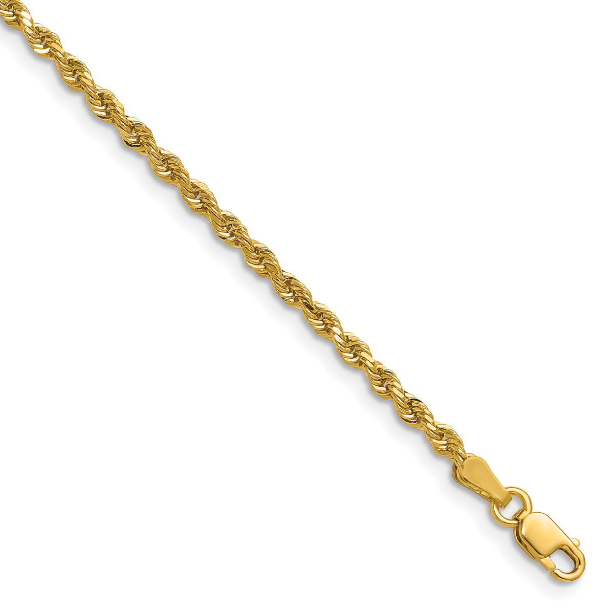 Gold (10K & 14K) Semi-Solid Diamond-Cut Rope Chain - 10k Yellow Gold / 16 in / 2.5 mm