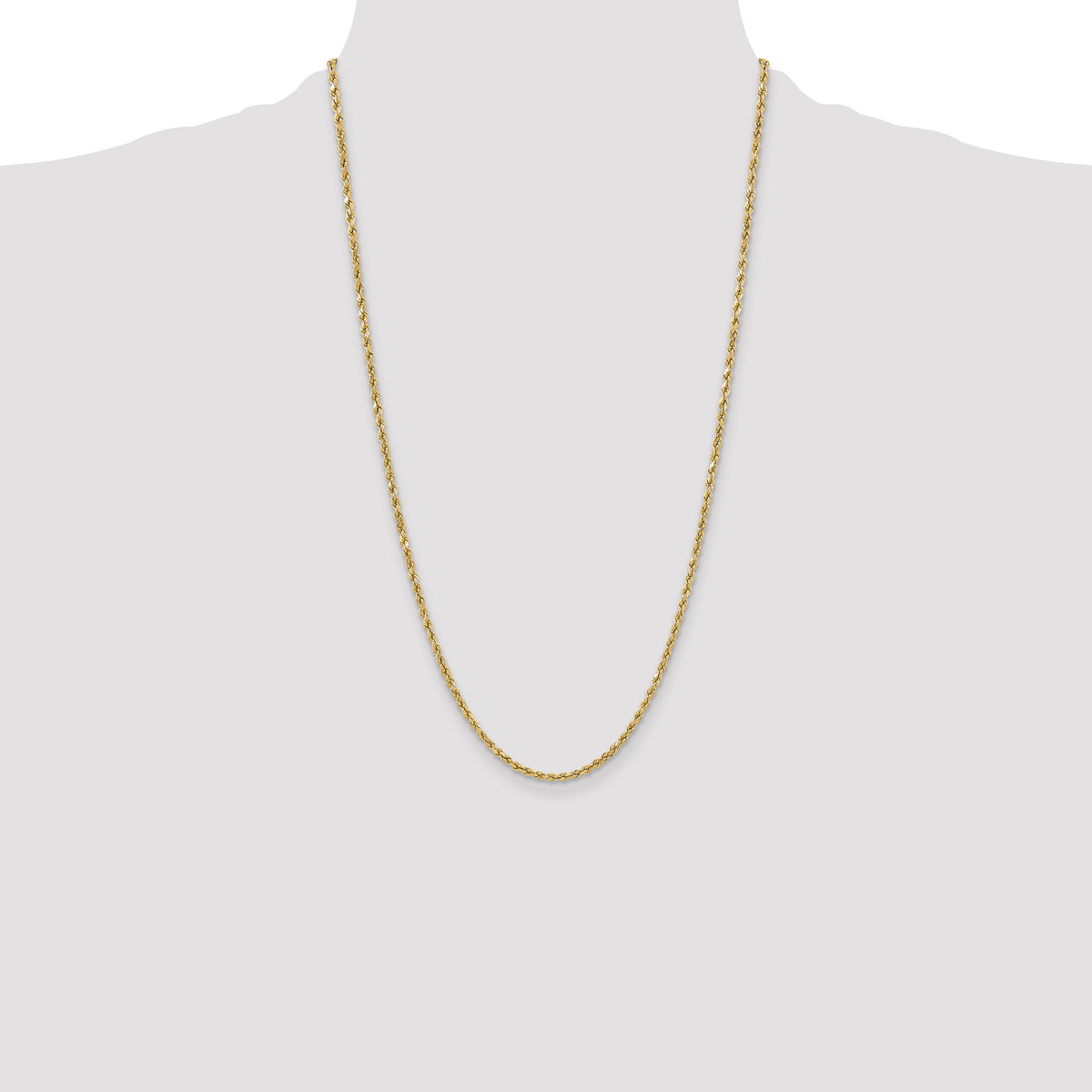 Gold (10K & 14K) Semi-Solid Diamond-Cut Rope Chain - 10k Yellow Gold / 26 in / 3 mm