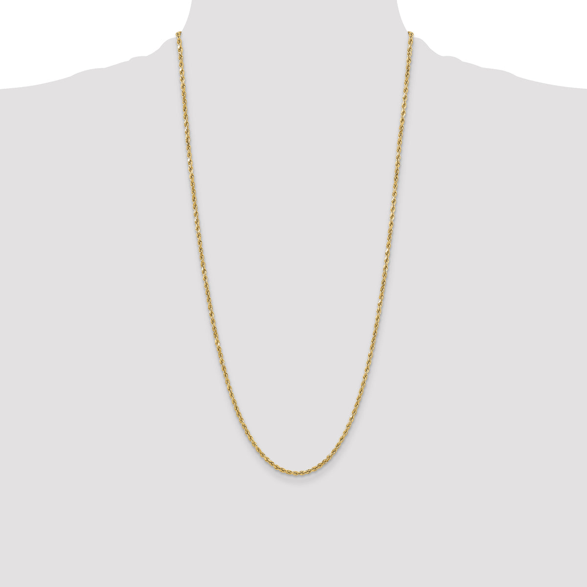 Gold (10K & 14K) Semi-Solid Diamond-Cut Rope Chain - 10k Yellow Gold / 28 in / 3 mm