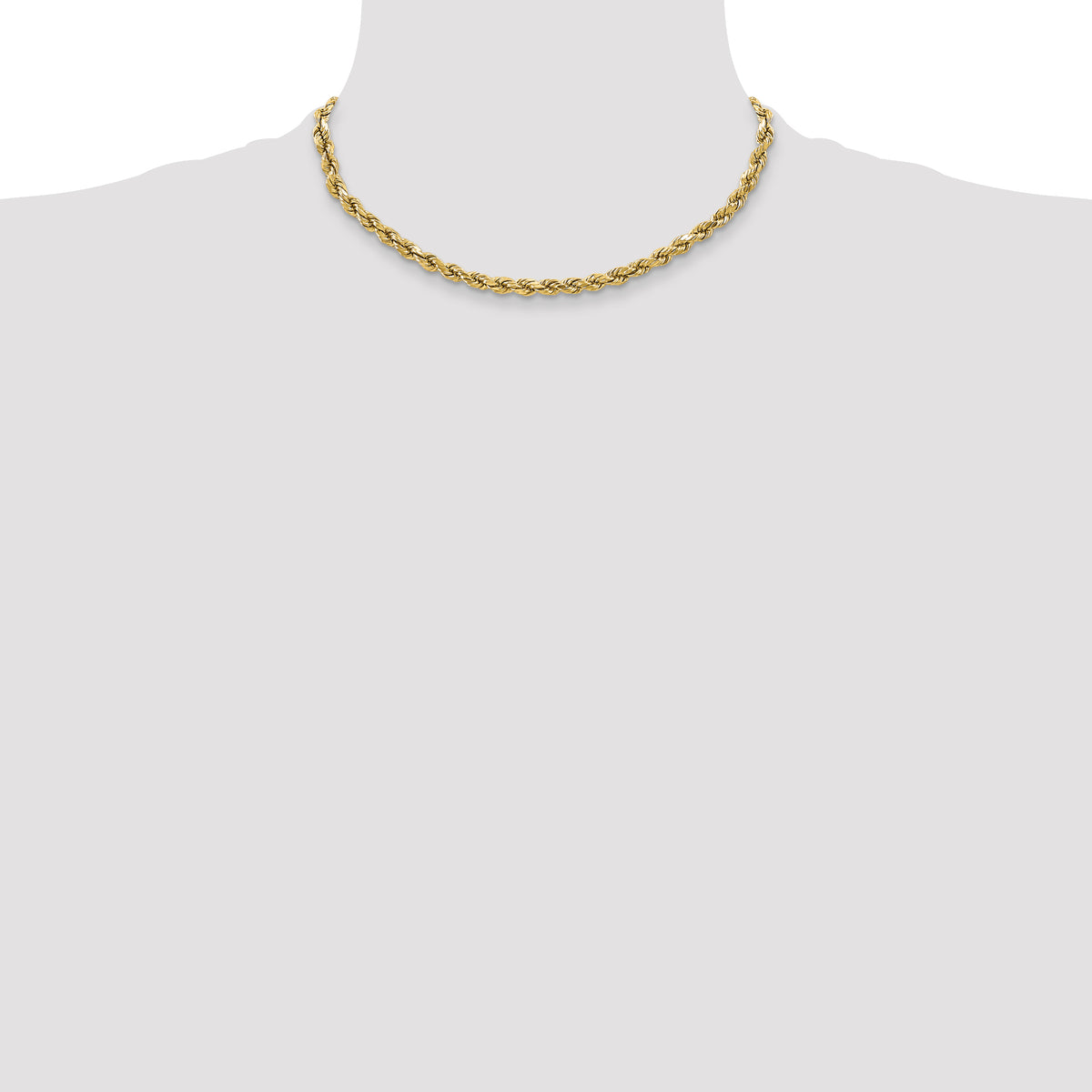 Gold (10K & 14K) Semi-Solid Diamond-Cut Rope Chain - 10k Yellow Gold / 16 in / 3.5 mm