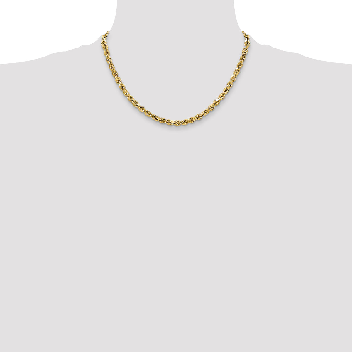Gold (10K & 14K) Semi-Solid Diamond-Cut Rope Chain - 10k Yellow Gold / 18 in / 3.5 mm