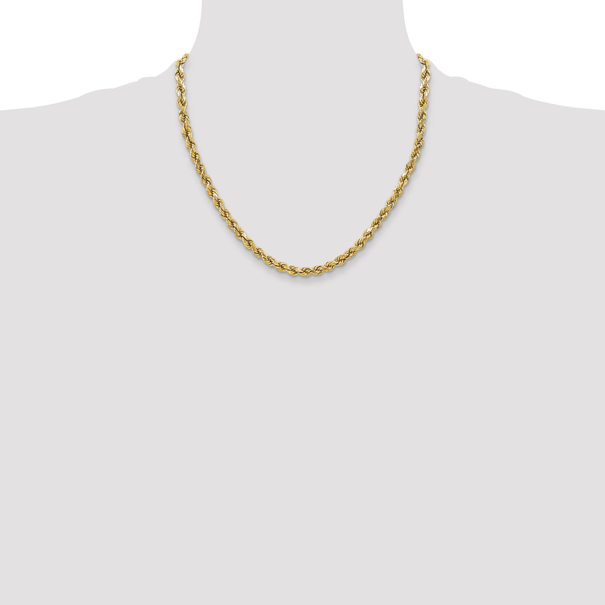 Gold (10K & 14K) Semi-Solid Diamond-Cut Rope Chain - 10k Yellow Gold / 20 in / 3.5 mm