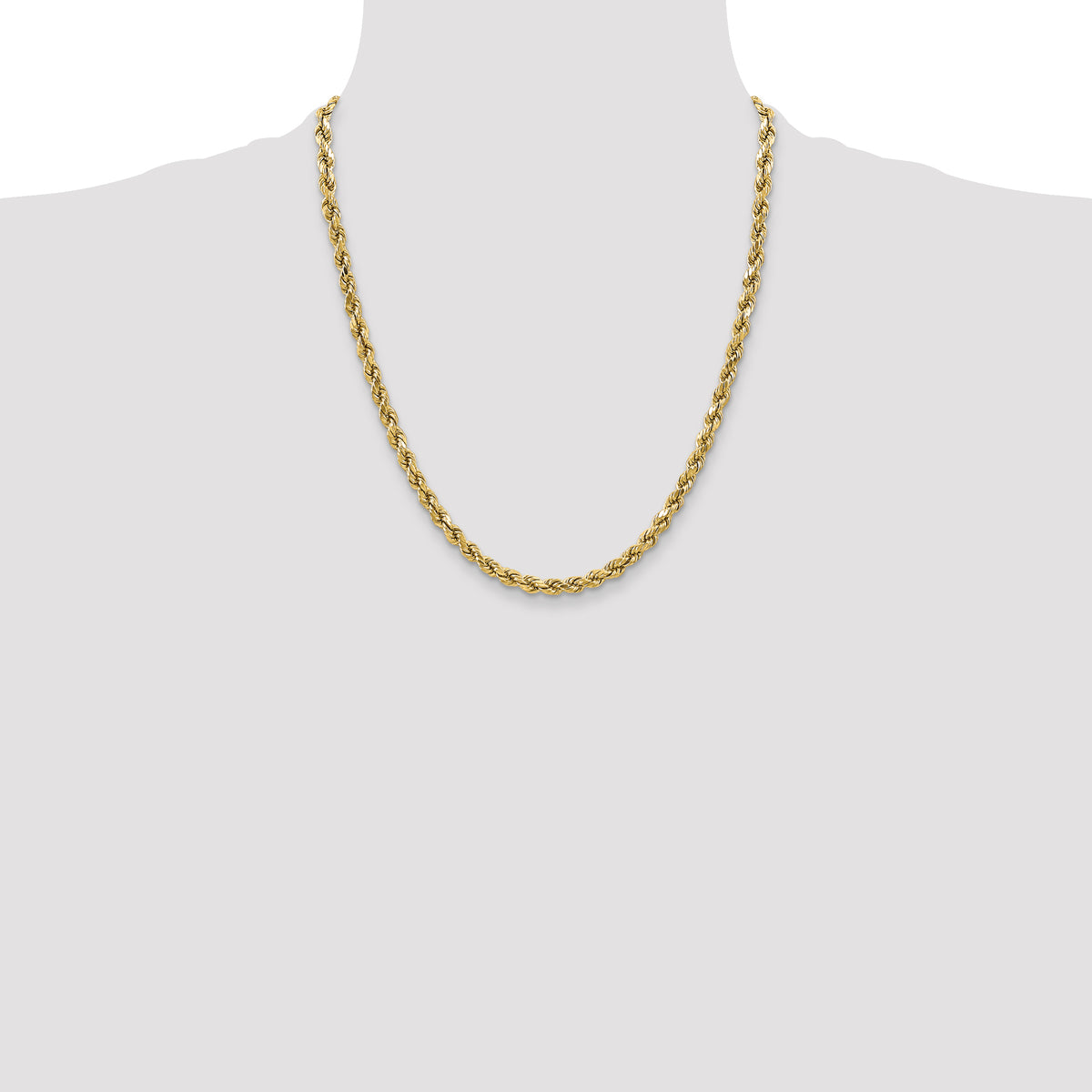 Gold (10K & 14K) Semi-Solid Diamond-Cut Rope Chain - 10k Yellow Gold / 22 in / 3.5 mm