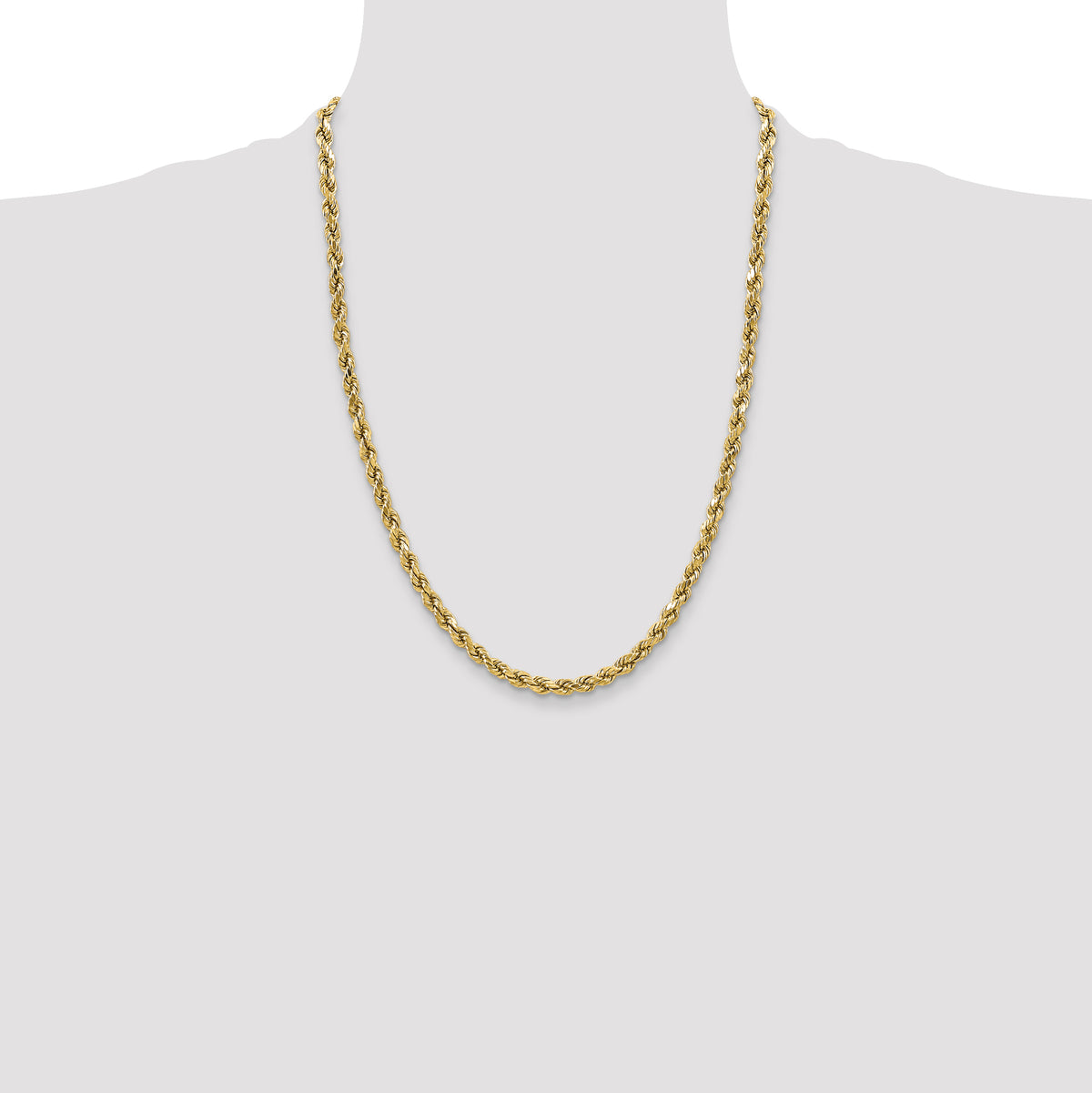 Gold (10K & 14K) Semi-Solid Diamond-Cut Rope Chain - 10k Yellow Gold / 24 in / 3.5 mm