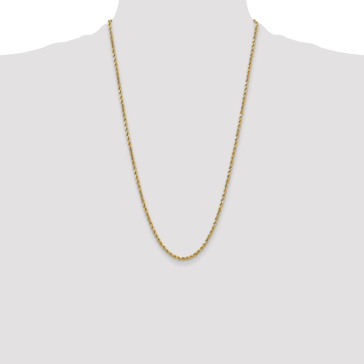 Gold (10K & 14K) Semi-Solid Diamond-Cut Rope Chain - 10k Yellow Gold / 26 in / 3.5 mm