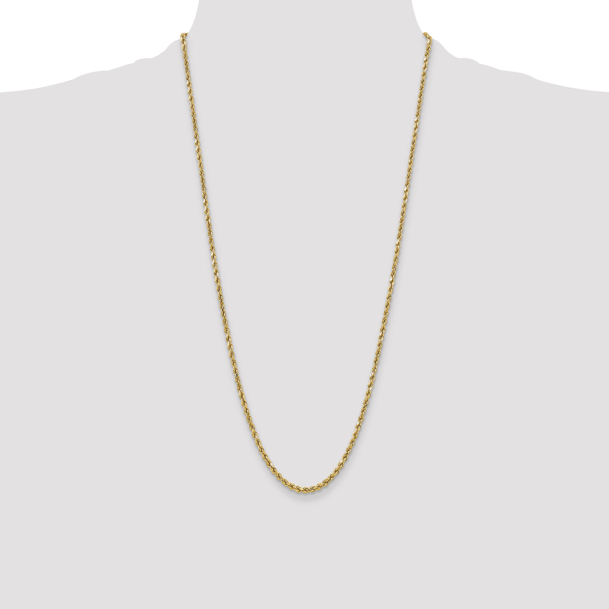 Gold (10K & 14K) Semi-Solid Diamond-Cut Rope Chain - 10k Yellow Gold / 28 in / 3.5 mm