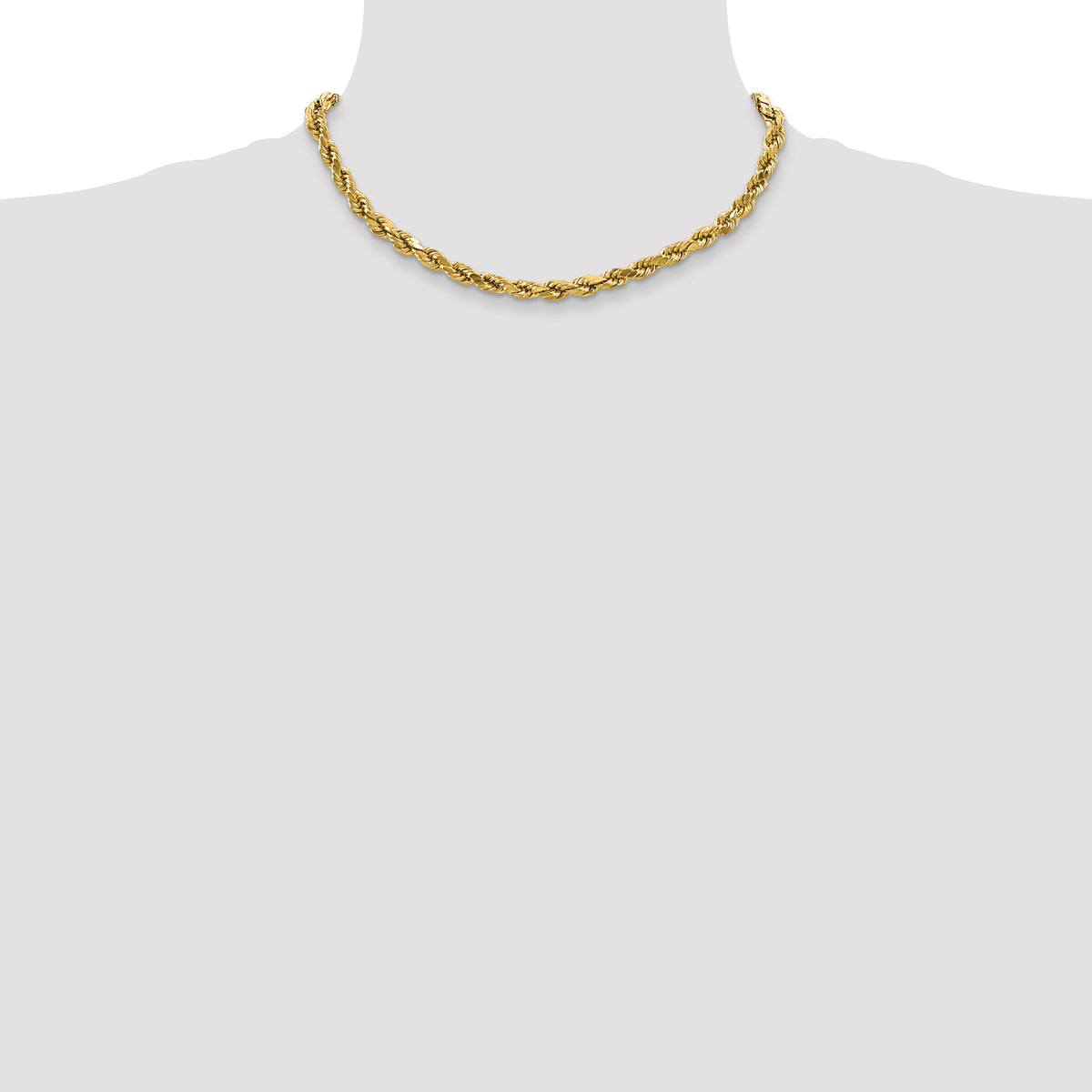 Gold (10K & 14K) Semi-Solid Diamond-Cut Rope Chain - 10k Yellow Gold / 16 in / 4 mm