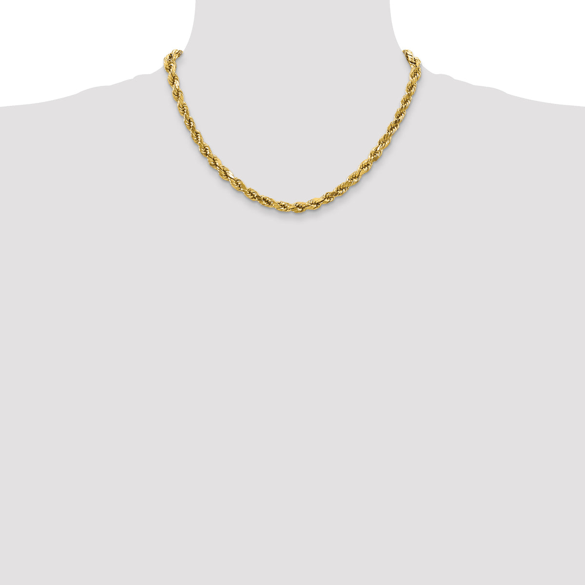 Gold (10K & 14K) Semi-Solid Diamond-Cut Rope Chain - 10k Yellow Gold / 18 in / 4 mm