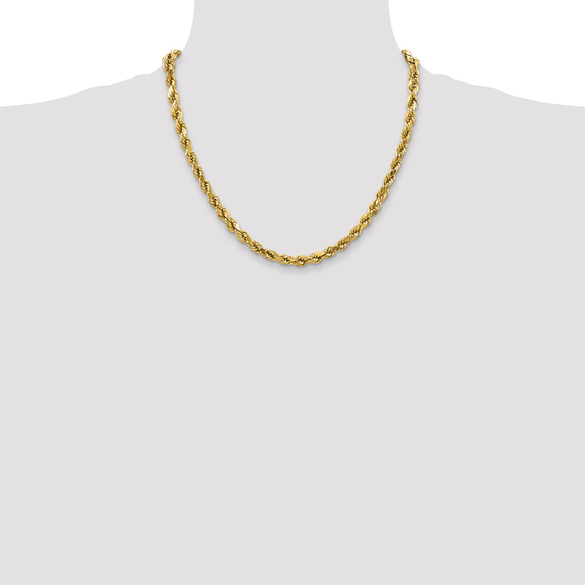 Gold (10K & 14K) Semi-Solid Diamond-Cut Rope Chain - 10k Yellow Gold / 20 in / 4 mm