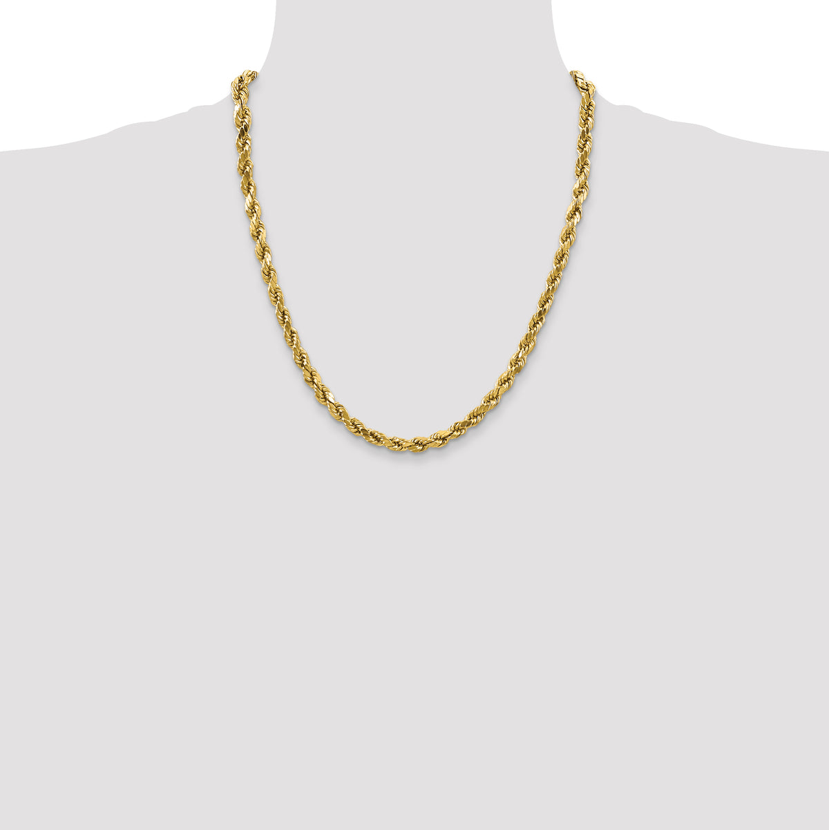 Gold (10K & 14K) Semi-Solid Diamond-Cut Rope Chain - 10k Yellow Gold / 22 in / 4 mm