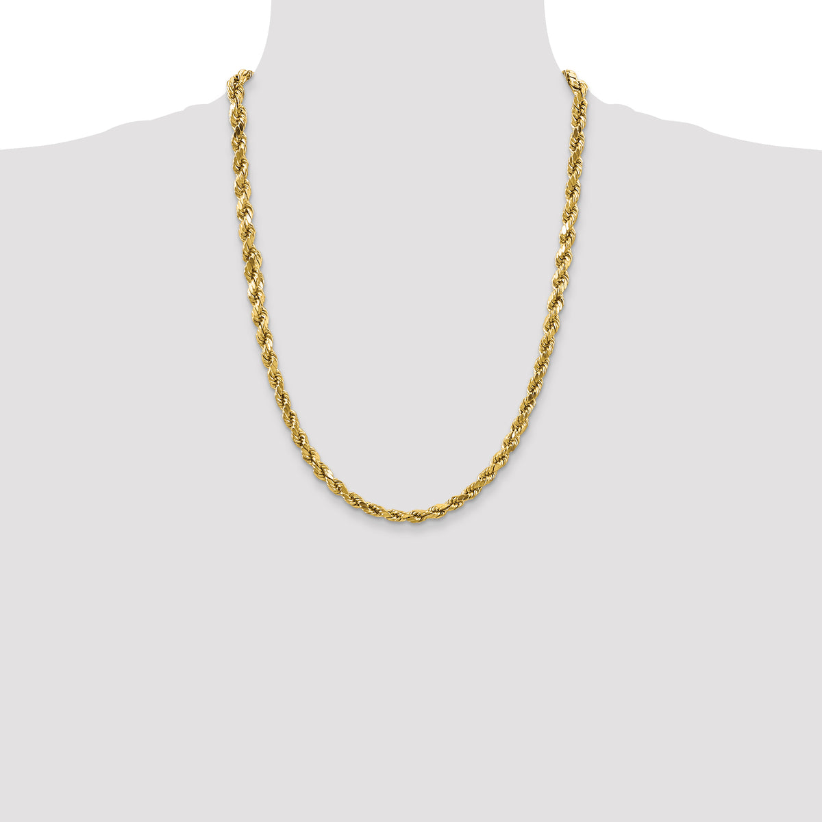 Gold (10K & 14K) Semi-Solid Diamond-Cut Rope Chain - 10k Yellow Gold / 24 in / 4 mm