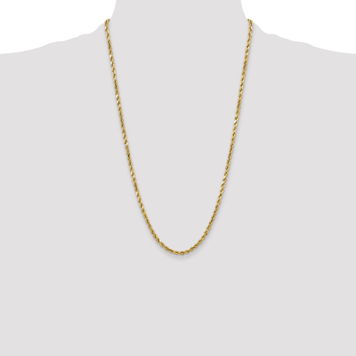 Gold (10K & 14K) Semi-Solid Diamond-Cut Rope Chain - 10k Yellow Gold / 26 in / 4 mm