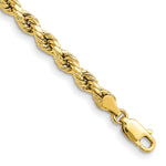 Gold (10K & 14K) Semi-Solid Diamond-Cut Rope Chain Bracelet - 10k Yellow Gold / 8 in / 4 mm