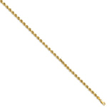 Gold (10K & 14K) Semi-Solid Diamond-Cut Rope Chain Bracelet - 10k Yellow Gold / 9 in / 4 mm