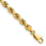Gold (10K & 14K) Semi-Solid Diamond-Cut Rope Chain Bracelet - 10k Yellow Gold / 9 in / 4 mm