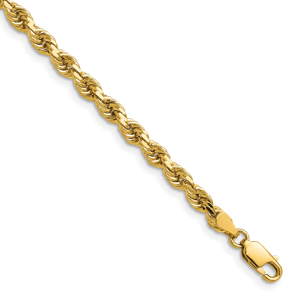 Gold (10K & 14K) Semi-Solid Diamond-Cut Rope Chain - 10k Yellow Gold / 16 in / 4 mm