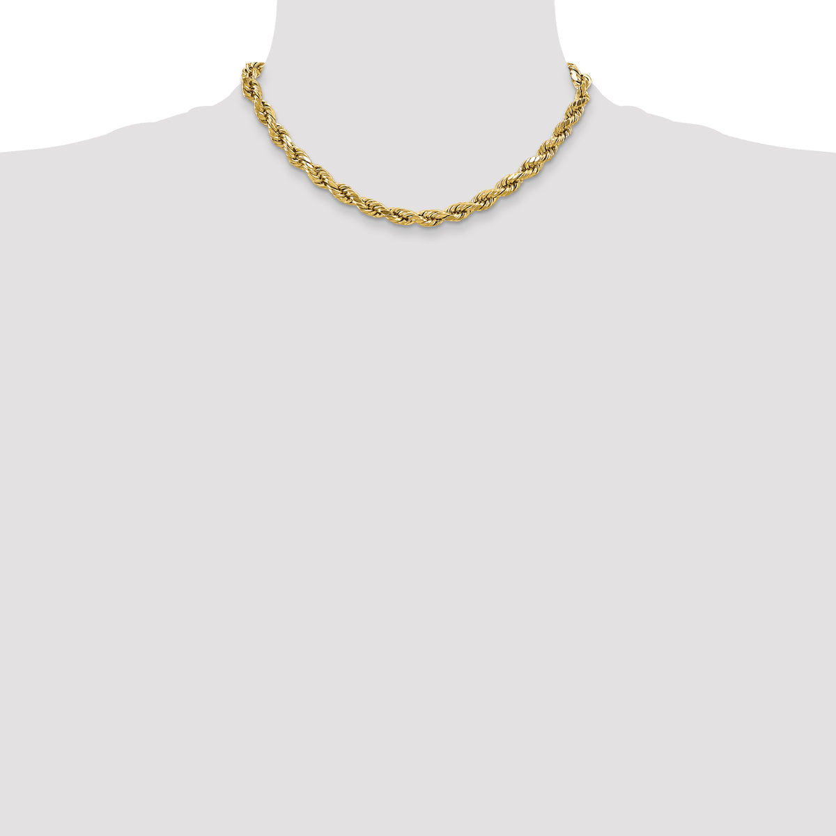 Gold (10K & 14K) Semi-Solid Diamond-Cut Rope Chain - 10k Yellow Gold / 16 in / 4.9 mm