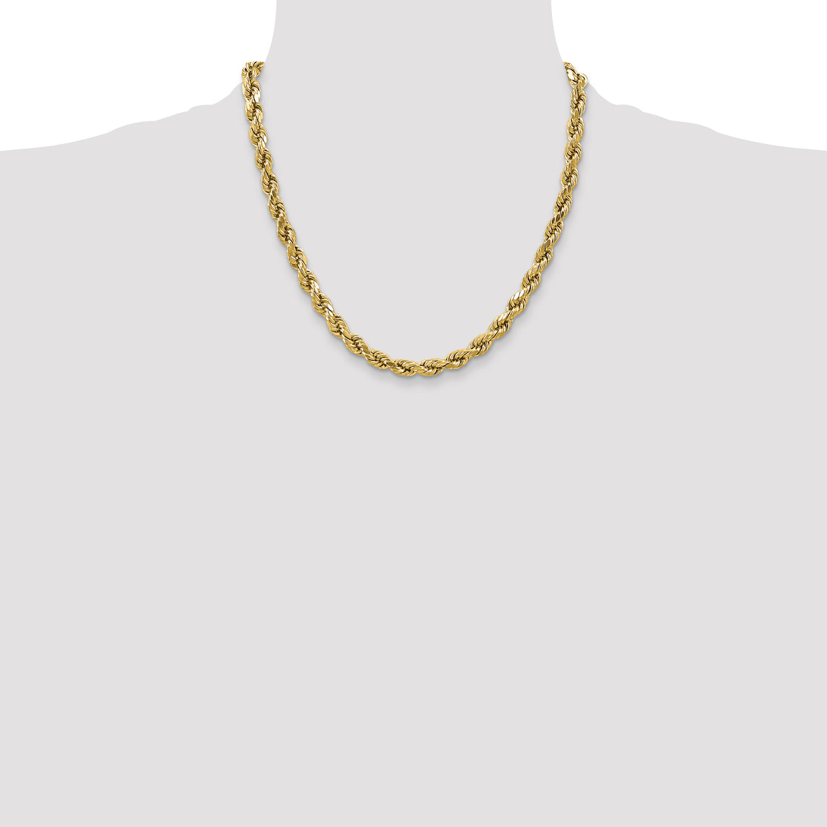 Gold (10K & 14K) Semi-Solid Diamond-Cut Rope Chain - 10k Yellow Gold / 20 in / 4.9 mm
