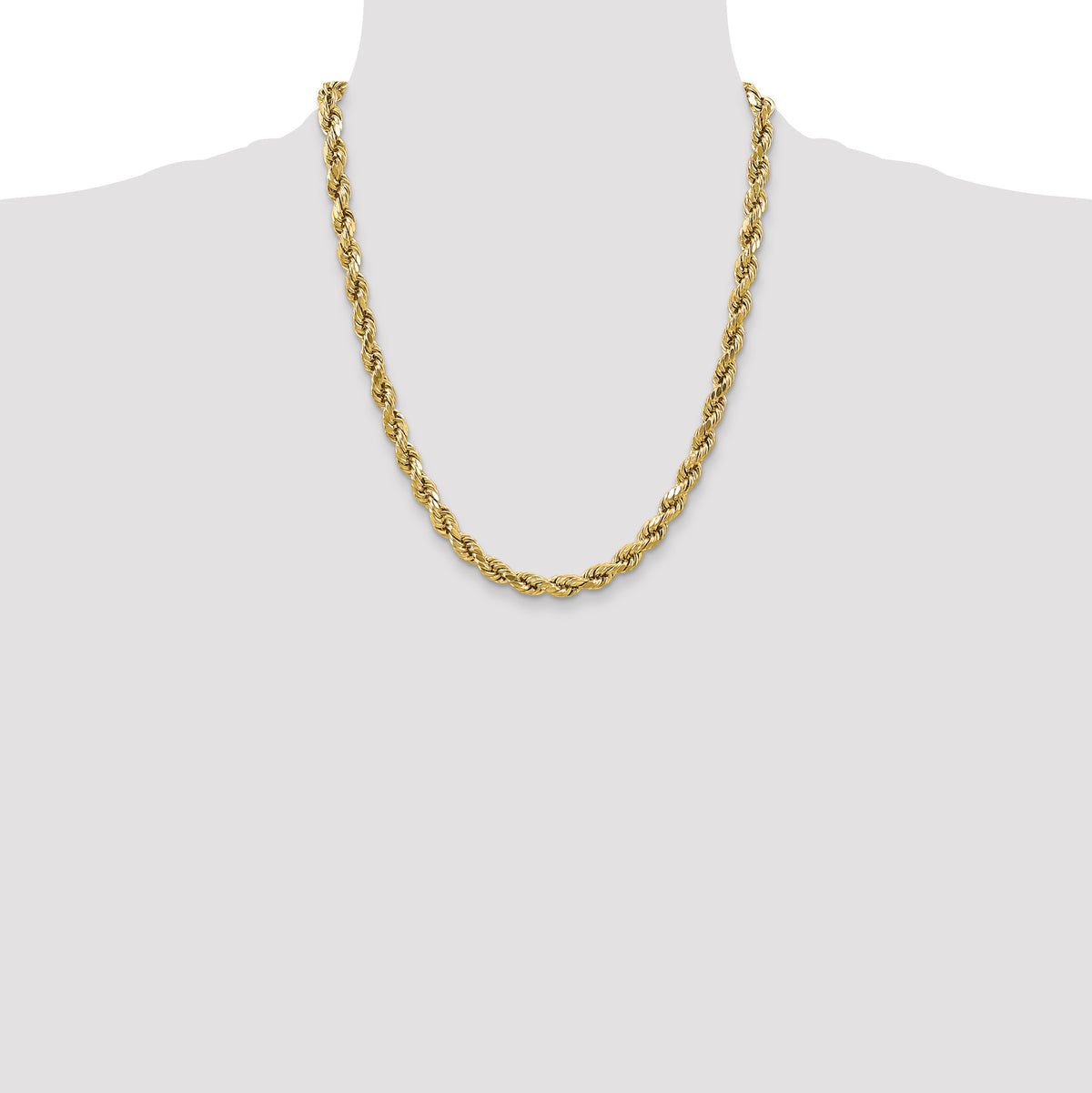 Gold (10K & 14K) Semi-Solid Diamond-Cut Rope Chain - 10k Yellow Gold / 22 in / 4.9 mm