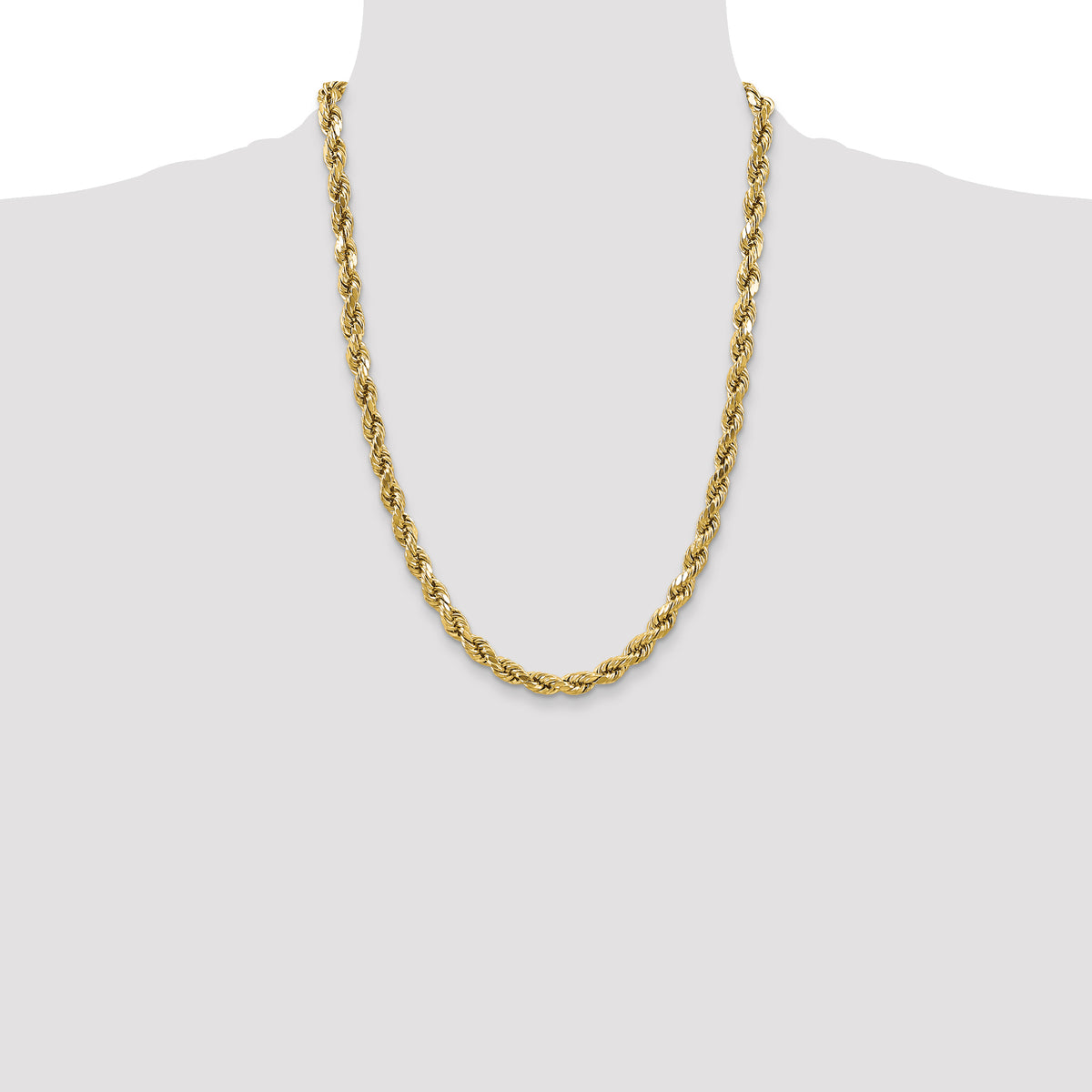Gold (10K & 14K) Semi-Solid Diamond-Cut Rope Chain - 10k Yellow Gold / 24 in / 4.9 mm
