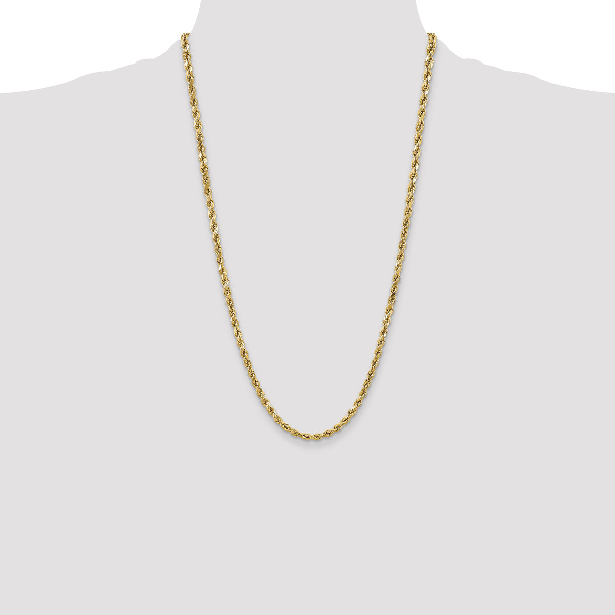 Gold (10K & 14K) Semi-Solid Diamond-Cut Rope Chain - 10k Yellow Gold / 26 in / 4.9 mm