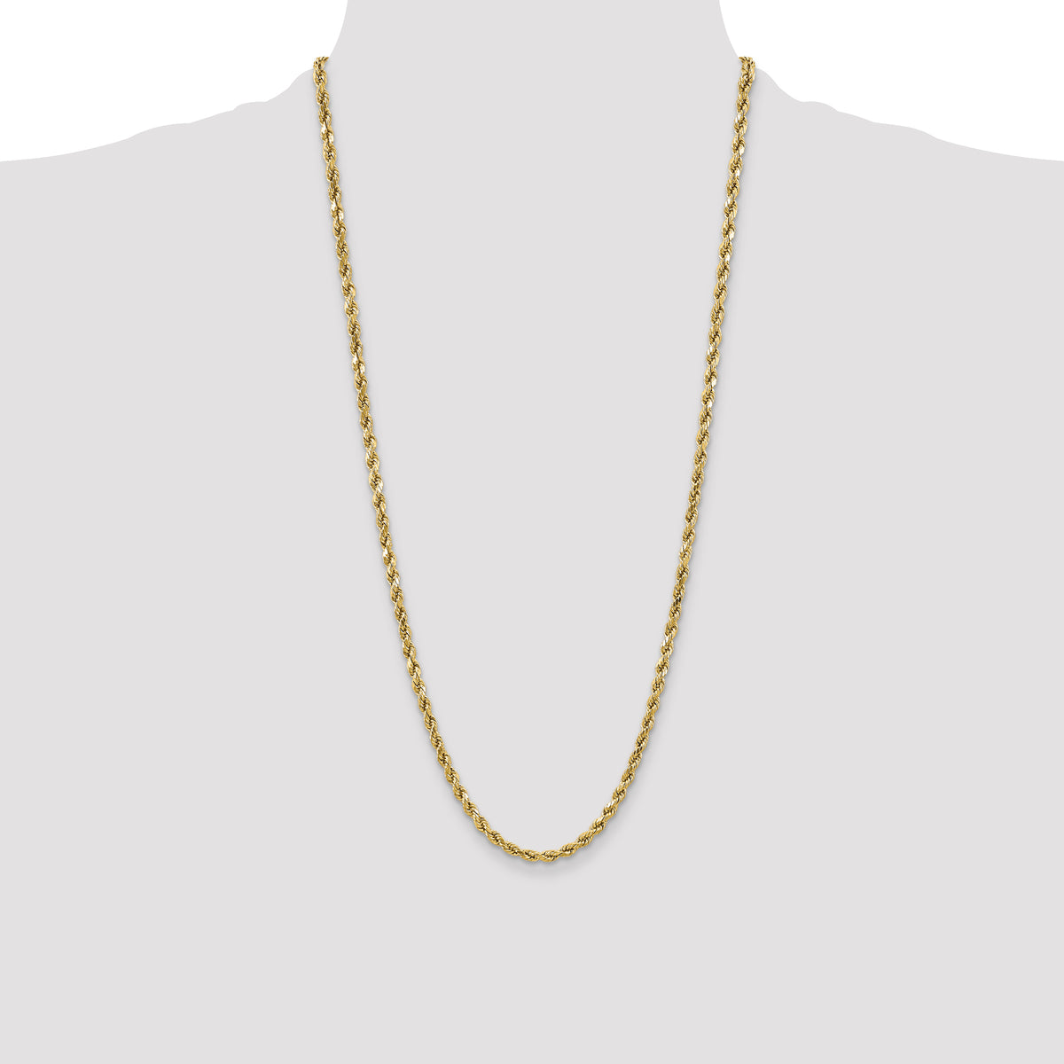 Gold (10K & 14K) Semi-Solid Diamond-Cut Rope Chain - 10k Yellow Gold / 28 in / 4.9 mm