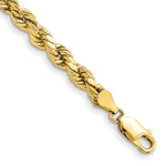 Gold (10K & 14K) Semi-Solid Diamond-Cut Rope Chain Bracelet - 10k Yellow Gold / 7 in / 4.9 mm