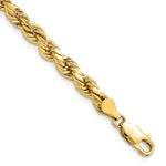 Gold (10K & 14K) Semi-Solid Diamond-Cut Rope Chain Bracelet - 10k Yellow Gold / 8 in / 4.9 mm