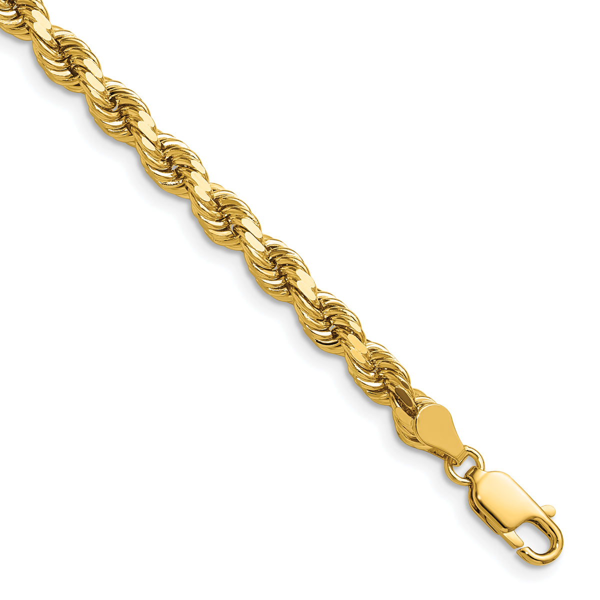 Gold (10K & 14K) Semi-Solid Diamond-Cut Rope Chain - 10k Yellow Gold / 16 in / 4.9 mm