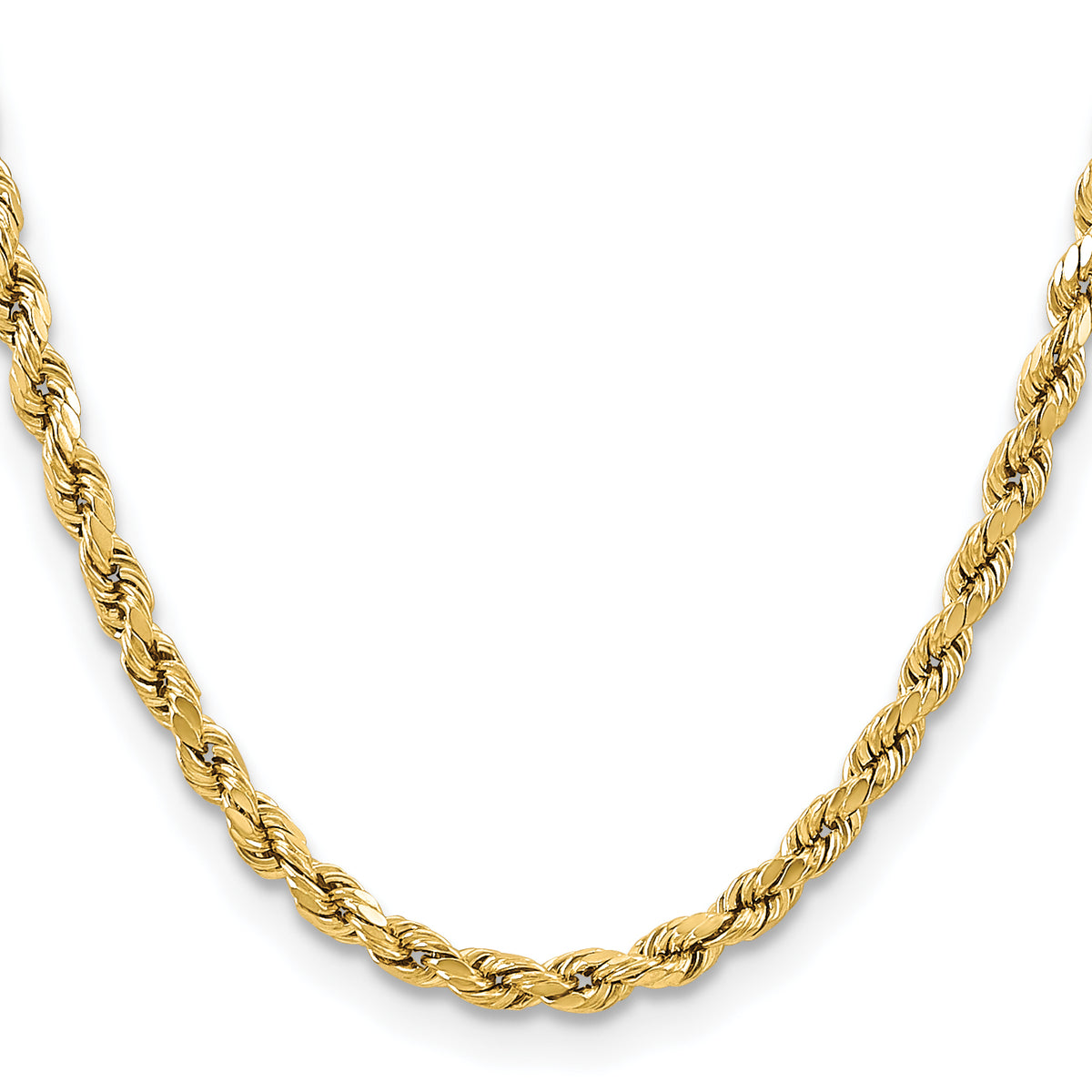 Gold (10K & 14K) Semi-Solid Diamond-Cut Rope Chain - 10k Yellow Gold / 16 in / 5.5 mm