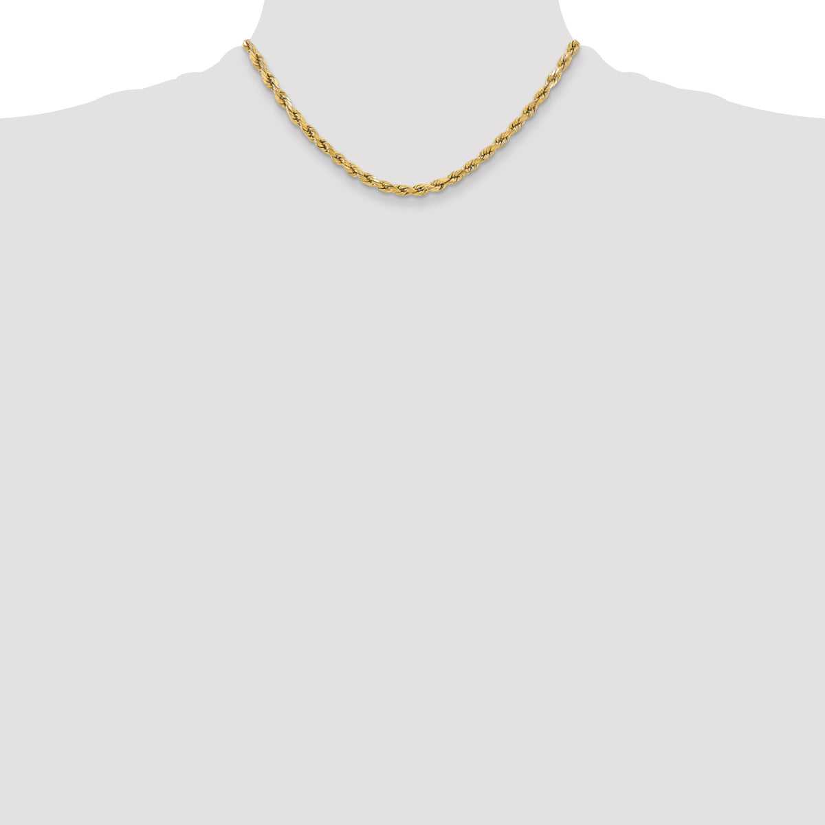 Gold (10K & 14K) Semi-Solid Diamond-Cut Rope Chain - 10k Yellow Gold / 16 in / 5.5 mm