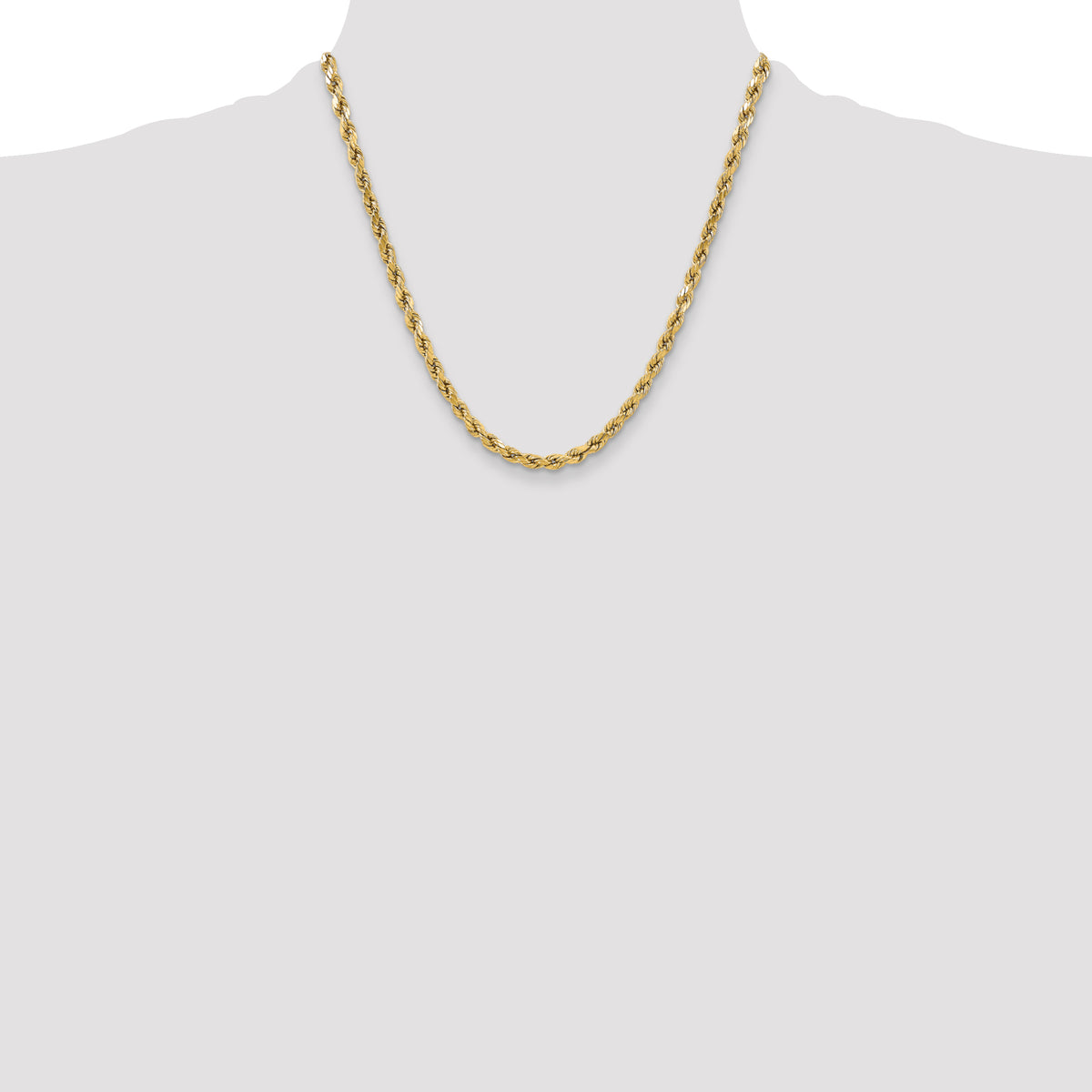 Gold (10K & 14K) Semi-Solid Diamond-Cut Rope Chain - 10k Yellow Gold / 20 in / 5.5 mm