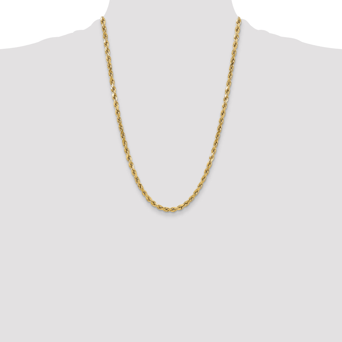 Gold (10K & 14K) Semi-Solid Diamond-Cut Rope Chain - 10k Yellow Gold / 24 in / 5.5 mm